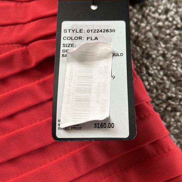 NWT Adrianna Papell coral pleated dress size 4 - Picture 3 of 6